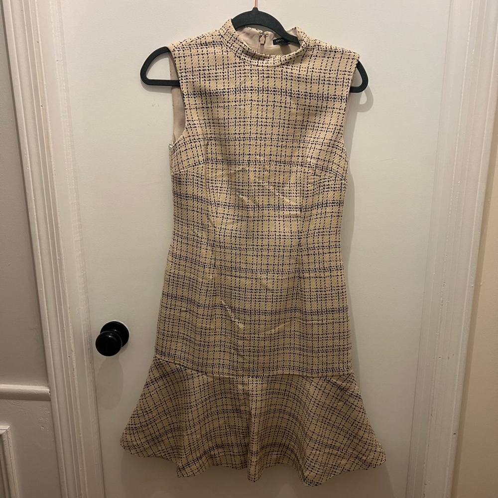 Ann Taylor Beige and Black Checkered Mini Dress